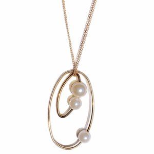 Stylish gold plated pearl long necklaces